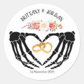 Lichtgotische Skeletthandschuhe Runder Aufkleber (Vorderseite)