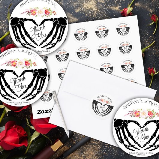 Lichtgotische Skeletthandschuhe Runder Aufkleber