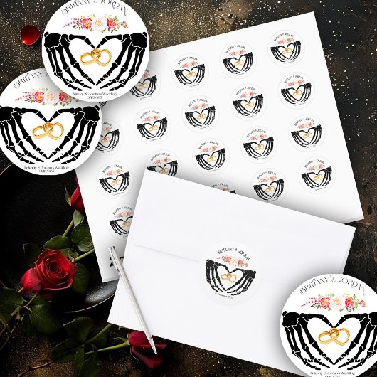 Lichtgotische Skeletthandschuhe Runder Aufkleber