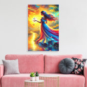Lichtgöttin - Fantasy Ched Canvas Print Leinwanddruck (Insitu (Wohnzimmer))