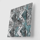 Lichtgrau geometrisch gedruckt. Fußbodenmatte Quadratische Wanduhr (Winkel)