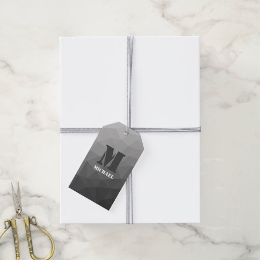 Lichtgrau geometrische Maschenöffnung Monogramm Geschenkanhänger (Mit Garn)