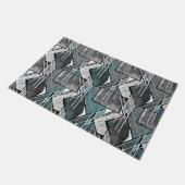 Lichtgrau geometrischer Druck. Fußmatte (Schrägansicht)