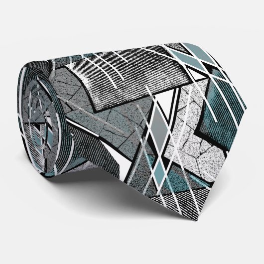 Lichtgrau geometrischer Druck Krawatte (Gerollt)