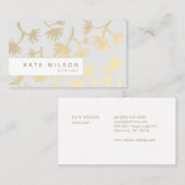 Lichtgrau-Gold-Blumenmuster-Designer Visitenkarte (Vorne/Hinten)