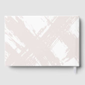 Lichtgraue Pinselstriche mit Rose und Namen Hochze Gästebuch (Rückseite)