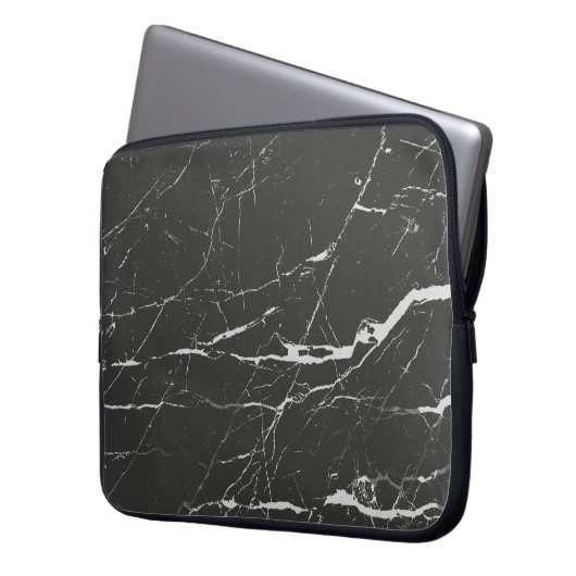 Lichtgraues und schwarzes Marmorgestein Laptopschutzhülle (Vorderseite Links)