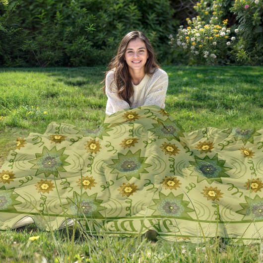 Lichtgrün geometrische Blume Fleecedecke