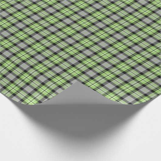 Lichtgrün und grau Kariertes Muster Geschenkpapier (Ecke)