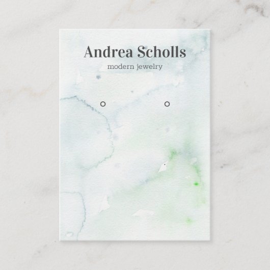 Lichtgrüne Aquarellschmuck-Ohrenanzeige Visitenkarte (Vorderseite)