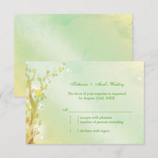 Lichtgrüner Baum Hochzeit RSVP (Vorne/Hinten)