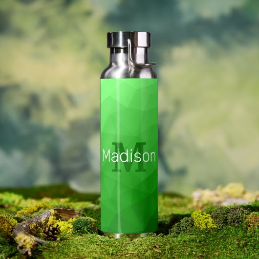 Lichtgrünes geometrisches Mesh Muster Monogramm Trinkflasche (Außenbereich)