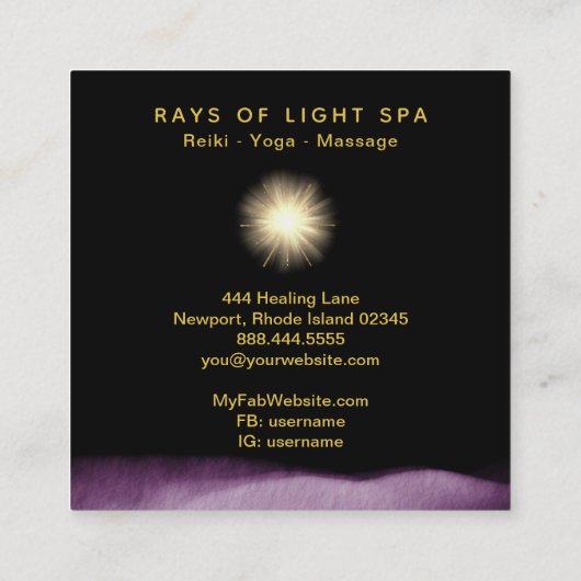 *~* Lichtheilstrahler Universale Energiestars Quadratische Visitenkarte (Rückseite)