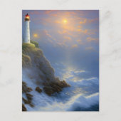 Lichtklippe Leuchtturm Digitale Kunst Postkarte (Vorderseite)