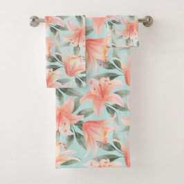 Lichtkornpfirsich Florale Badetuch Set