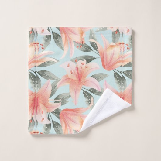 Lichtkornpfirsich Florale Badetuch Set (Waschlappen)