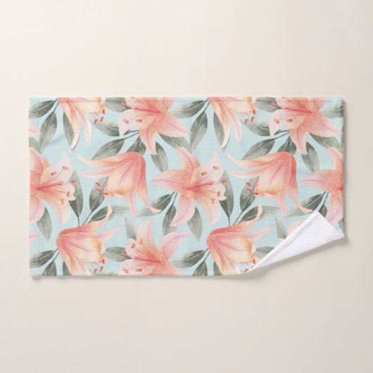 Lichtkornpfirsich Florale Badetuch Set (Handtuch)