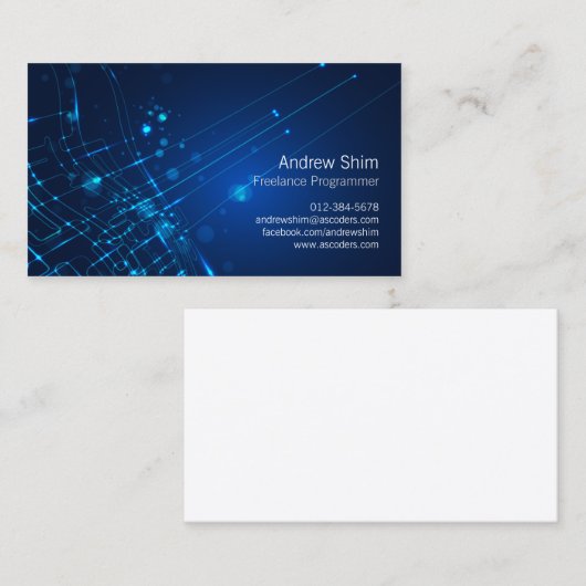 Lichtkreise für Computerprogrammierer-Visitenkarte Visitenkarte (Vorne/Hinten)