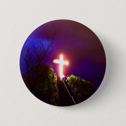 Lichtkreuz bei nächtlichen Gottesdiensten - Lieben Button (Vorderseite)
