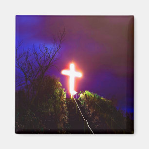 Lichtkreuz bei nächtlichen Gottesdiensten - Lieben Magnet