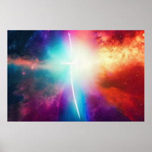Lichtkreuz in Weltraumplakat Poster