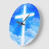 Lichtkreuz Jesus Christus Christlich anpassbar Große Wanduhr (Winkel)
