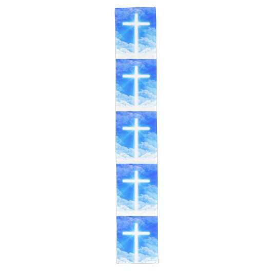 Lichtkreuz Jesus Christus Christlich anpassbar Großer Tischläufer (Vorderseite)