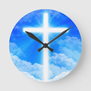 Lichtkreuz Jesus Christus Christlich anpassbar Runde Wanduhr