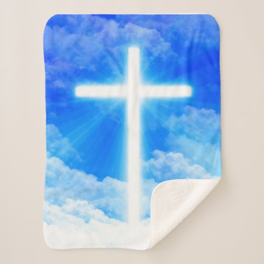 Lichtkreuz Jesus Christus Christlich anpassbar Sherpadecke (Vorderseite)
