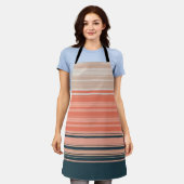 Lichtpfirsich, Koralle und orangefarbenes Muster Schürze (Getragen)