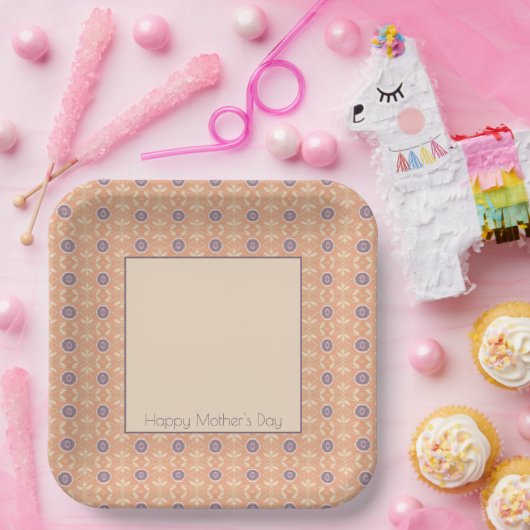 Lichtpfirsiche und Lila Pappteller (Party)