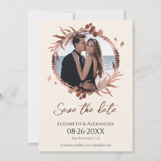 Lichtpfirsichkäfer-Foto Save the Date Einladung (Vorderseite)