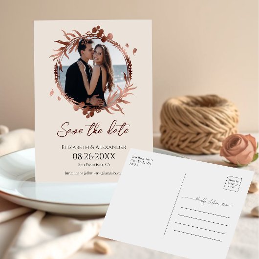 Lichtpfirsichkäfer-Foto Save the Date Postkarte