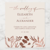 Lichtpfirsichkalligrafie-Hochzeit Weinetikett (Einzelnes Label)