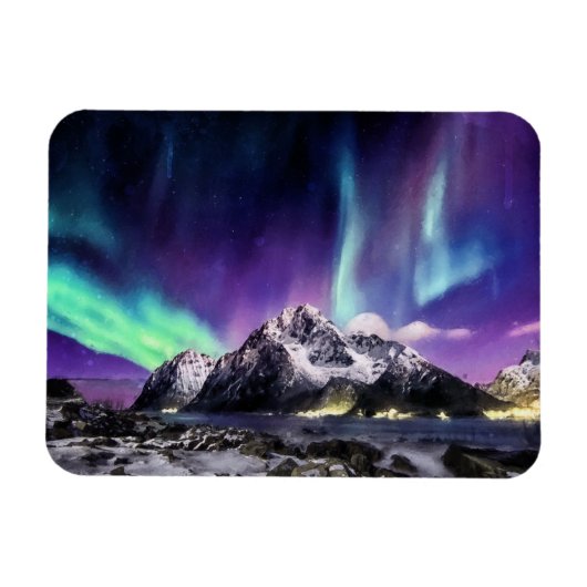 Lichtrampen - Schöne Aurora-Landschaft Magnet (Horizontal)