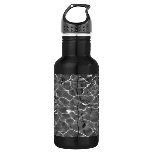 Lichtreflektionen auf Wasser: Schwarz/Weiß Edelstahlflasche (Vorderseite)