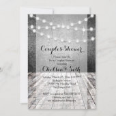 Lichtreihe rustikaler Holzhintergrund Einladung (Vorderseite)