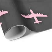 Lichtrosa Flugzeug Geschenkpapier (Rolleneckpunkt)