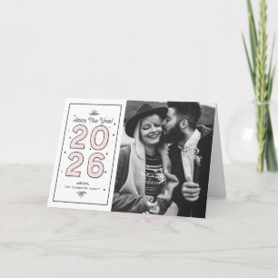 Lichtrosa geometrische Typografie 2025 Neues Jahr Feiertagskarte