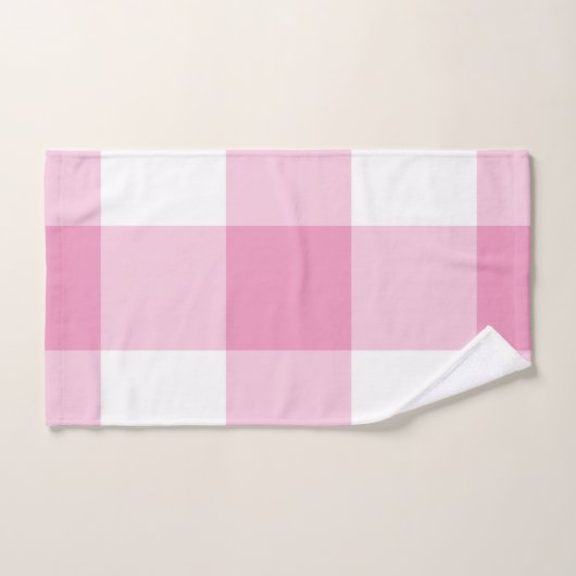 Lichtrosa Gingham-Muster Badhandtuch Set (Handtuch)