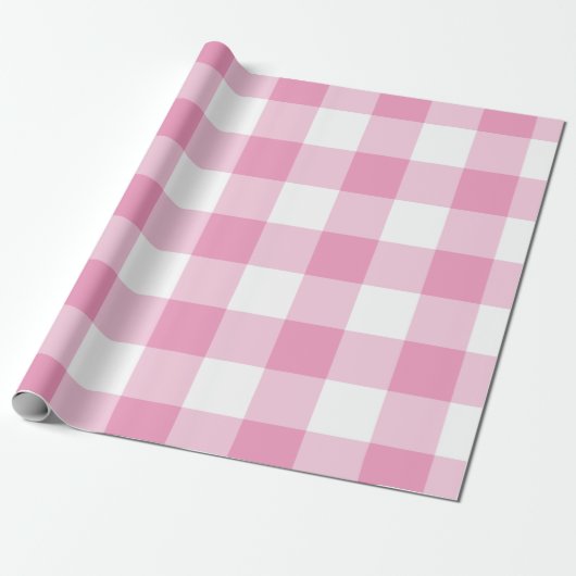 Lichtrosa Gingham-Muster Geschenkpapier (Ungerollt)