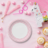 Lichtrosa Kariert Pappteller (Party)