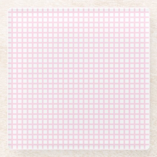 Lichtrosa, quadratisches Gittermuster Glasuntersetzer (Vorderseite)