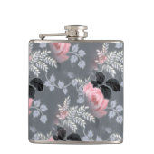 Lichtrosa Rose Muster Flachmann (Vorderseite)