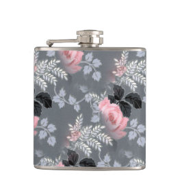 Lichtrosa Rose Muster Flachmann