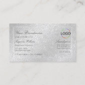 Lichtsilber Schlangenmuster mit Monogramm und Logo Visitenkarte (Rückseite)