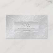 Lichtsilber Schlangenmuster mit Monogramm und Logo Visitenkarte (Vorderseite)