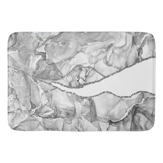LICHTSILVER MARBLE AGATE GLITZER GLAM BADEMATTE (Vorderseite)