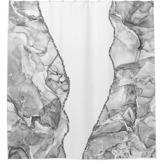 LICHTSILVER MARBLE AGATE GLITZER GLAM DUSCHVORHANG (Vorderseite)