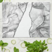 LICHTSILVER MARBLE AGATE GLITZER GLAM GESCHIRRTUCH (Gefaltet)